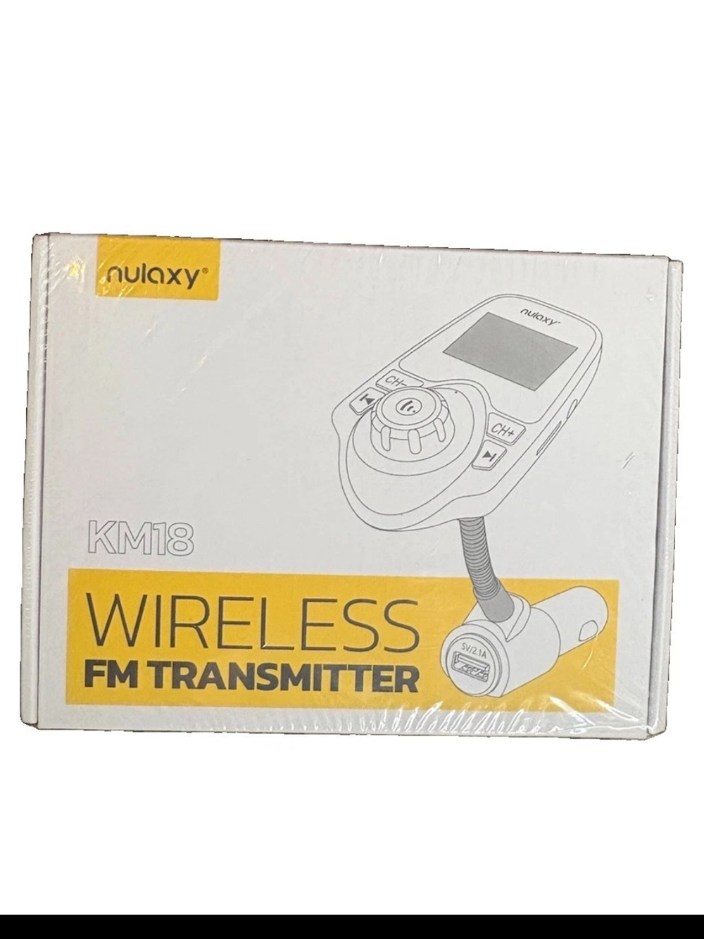 KM18 Wireless FM Transmitter - White and Yellow